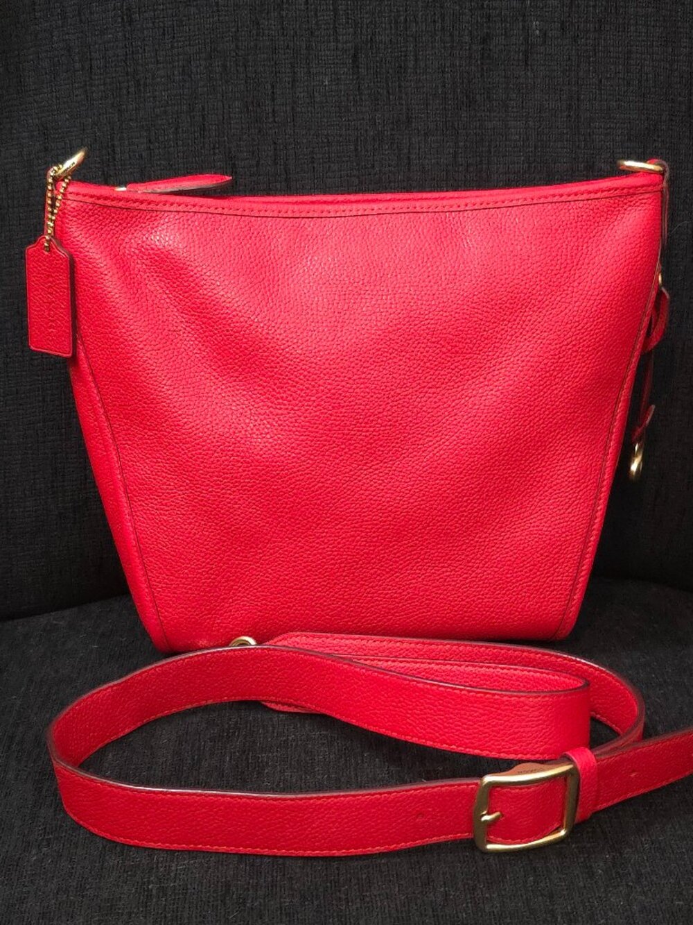 Coach Dufflette Red Pebble Leather Crossbody Bag